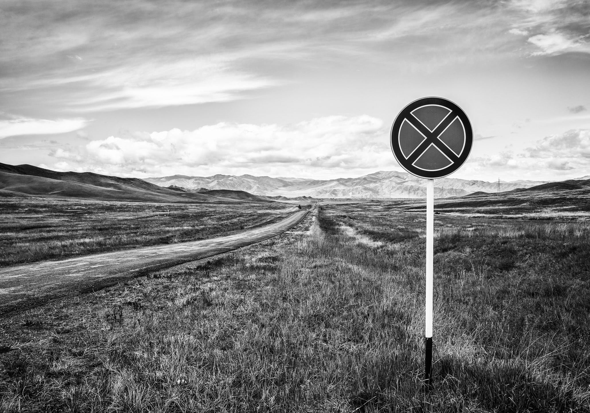 Halte- und Parkverbots Schild in Tuwa Sibirien